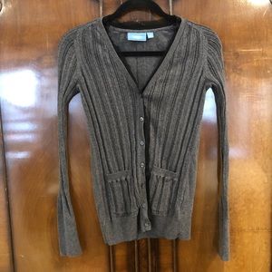 Simply Vera Gray Cardigan w/ Lace Trim